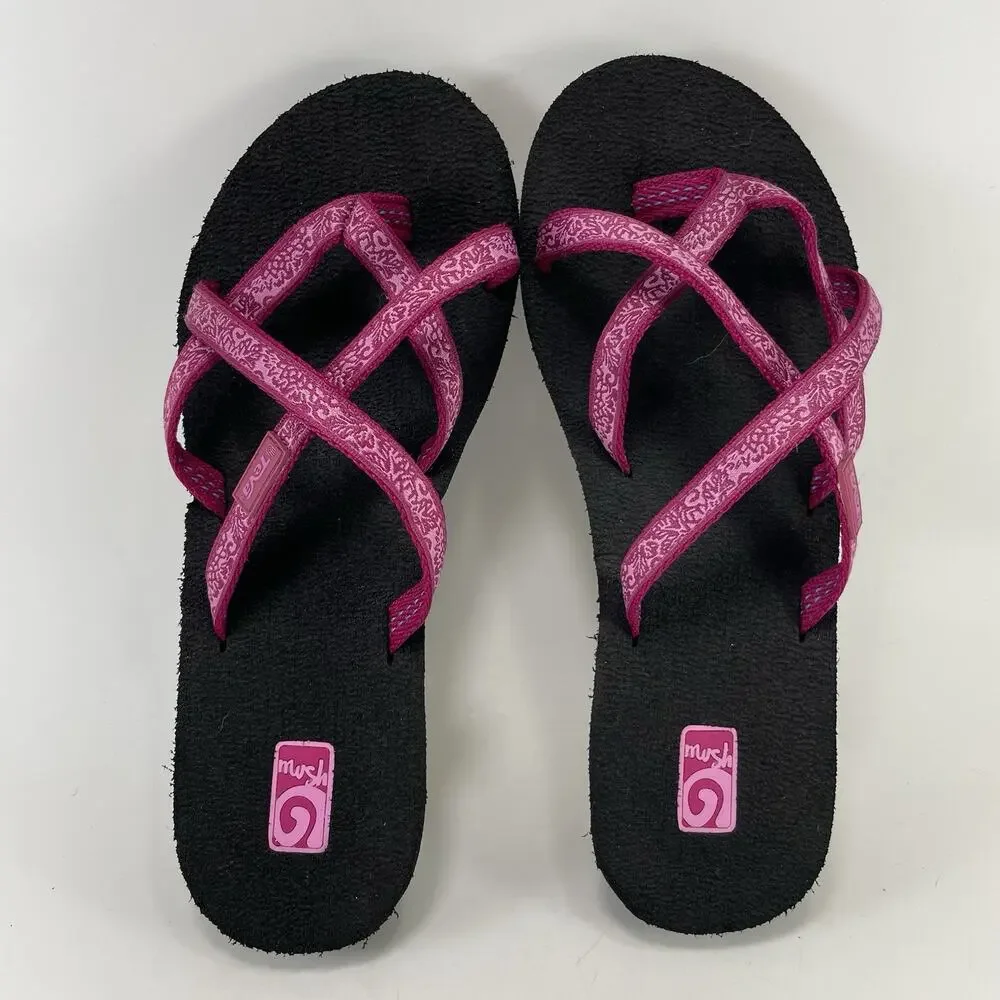 Teva Olowahu Crisscross Strappy Platform Flip Flops Women Size 8 Magenta Pink